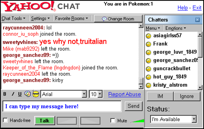 Yahoo chat rooms